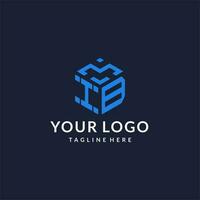ib logotipo hexágono desenhos, melhor monograma inicial logotipo com hexagonal forma Projeto Ideias vetor