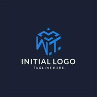 wt logotipo hexágono desenhos, melhor monograma inicial logotipo com hexagonal forma Projeto Ideias vetor