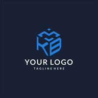 kb logotipo hexágono desenhos, melhor monograma inicial logotipo com hexagonal forma Projeto Ideias vetor