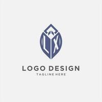 lx logotipo com folha forma, limpar \ limpo e moderno monograma inicial logotipo Projeto vetor