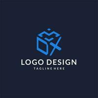 dx logotipo hexágono desenhos, melhor monograma inicial logotipo com hexagonal forma Projeto Ideias vetor