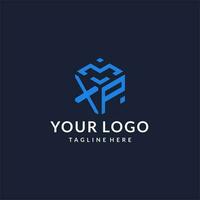 xp logotipo hexágono desenhos, melhor monograma inicial logotipo com hexagonal forma Projeto Ideias vetor