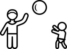 a pai tocam com a criança dentro a bola ícone vetor ilustração