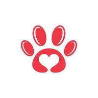 animal pata amor moderno logotipo vetor