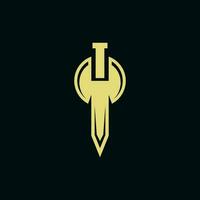 espada Machado arma criativo simples logotipo Projeto vetor