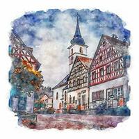 frankische schweiz alemanha esboço em aquarela ilustração desenhada à mão vetor