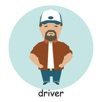 masculino motorista, personagem, avatar, retrato. profissão ilustração dentro plano desenho animado estilo, vetor