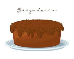 bolo de brigadeiro, sobremesa, cozinha latino-americana, cozinha nacional brasileira. ilustração de comida, vetor