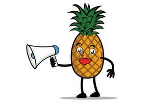 abacaxi desenho animado mascote ou personagem segurando uma Alto-falante e sobre para faço a anúncio vetor