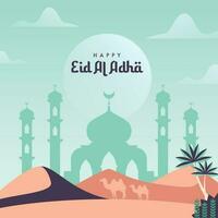 eid al adha Mubarak social meios de comunicação postar modelo vetor