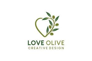 Oliva logotipo Projeto com criativo amor conceito vetor