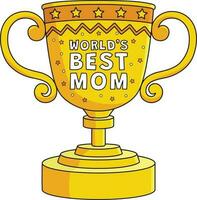 feliz mães dia troféu desenho animado colori clipart vetor