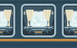 janelas trem. a trem é mostrando fora. desenho animado estilo. plano estilo. vetor
