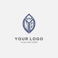 nb logotipo com folha forma, limpar \ limpo e moderno monograma inicial logotipo Projeto vetor