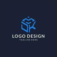 jk logotipo hexágono desenhos, melhor monograma inicial logotipo com hexagonal forma Projeto Ideias vetor