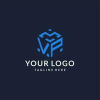 vp logotipo hexágono desenhos, melhor monograma inicial logotipo com hexagonal forma Projeto Ideias vetor