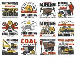 carvão meu indústria, equipamento, mineração máquinas vetor