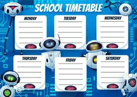 calendário planejador, escola planejador, robôs e bots vetor