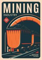 mineração indústria retro poster, em processamento do carvão vetor