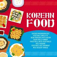 coreano cozinha desenho animado vetor poster, Coréia refeições
