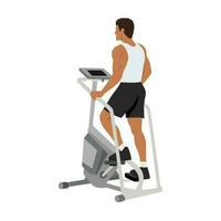 homem personagem fazendo cardio, escada mestre ou escada moinho exercício. plano vetor ilustração