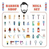 barbearia bir og mega conjunto ícone, isolado barbearia conjunto placa ícone, vetor ilustração.