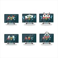 alfabeto em monitor desenho animado personagem com triste expressão vetor
