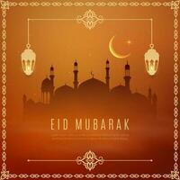 eid Mubarak feriado, árabe cidade. Ramadã kareem vetor