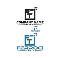 Preto e cor swoosh branco alfabeto companhia logotipo linha Projeto vetor ícone modelo ft f t
