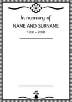 vetor - lindo velório cartão ou pêsames cartão modelo em branco fundo. Preto e branco cor. fim do vida. morte, obituário conceito. cópia de espaço.