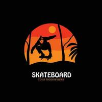 skate logotipo silhueta dentro a floresta vetor