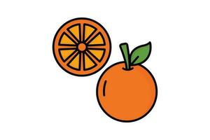 laranja fruta ícone ilustração. fruta e tropical. ícone relacionado para frutas. plano linha ícone estilo, linear cor. simples vetor Projeto editável