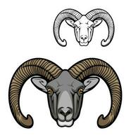 caçador clube mascote ícone, selvagem muflão ovelha animal vetor