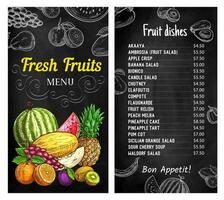 fresco frutas quadro-negro cardápio vetor modelo