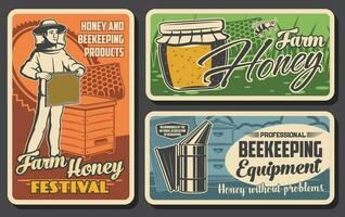 apicultor, apicultura apiário, querida retro cartazes vetor