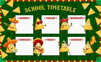 calendário cronograma desenho animado mexicano nachos salgadinhos vetor