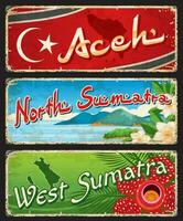 Aceh, norte e oeste sumatra províncias pratos vetor