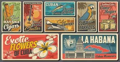 Cuba viagem, cultura e marcos retro faixas vetor
