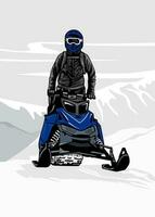 vetor de design de logotipo de trilhas de snowmobile