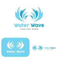 logotipo de onda de água, vetor de mar profundo, design de modelo de fundo marítimo