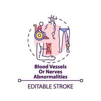 ícone do conceito de anomalias de vasos sanguíneos e nervos vetor