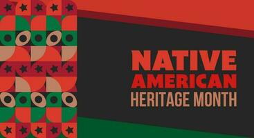 mês do patrimônio nativo americano. design de plano de fundo com ornamentos abstratos celebrando índios nativos da américa. vetor