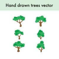 mão desenhado árvores dentro vetor