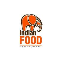 indiano restaurante ícone, laranja elefante e tronco vetor