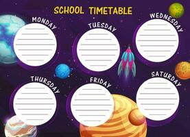 escola calendário com desenho animado espaço planetas quadro, Armação vetor