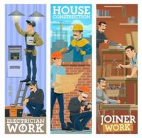 eletricista, casa construção e marceneiro trabalhadores vetor