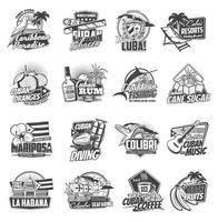 Cuba isolado ícones do cubano viagem e turismo vetor