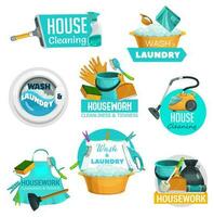 casa limpeza, lavanderia e lavando serviço ícones vetor