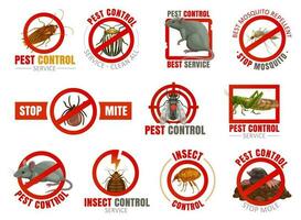 pragas ao controle ícones com insetos e animais vetor