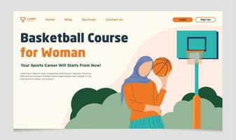 basquetebol curso para mulheres aterrissagem página modelo vetor